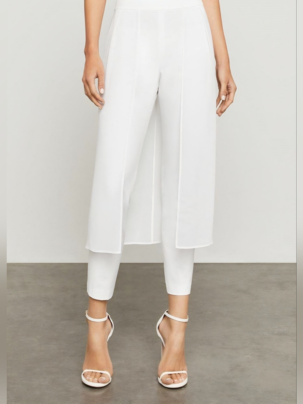 BCBGMaxAzria White Layered Ankle Crop Pants